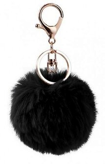 Sleutelhanger Pompom Zwart 7 cm Mooie sleutelhanger, ook leuk als tas-hanger!