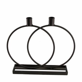 Kandelaar zwart/&nbsp;Dinnercandle holder metal 35.5x6.3x30.5cm Black