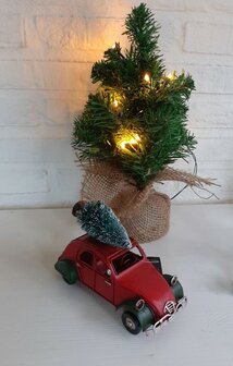 Auto eend deux chevaux met kerstboom rood &#039;&#039;eend&#039;&#039; 