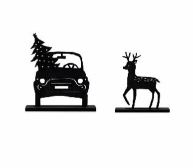 Houten kerst set auto en hert&nbsp;