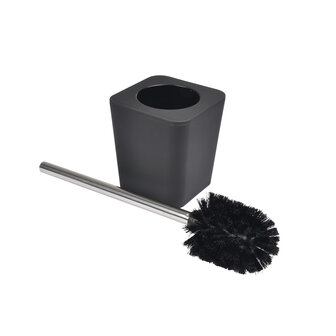Toiletborstel in kunststof houder  Afmetingen: 11.6x11.6x38.2 cm  Toiletborstel met houder, staand. Kleur:zwart Materiaal:&amp;#x00