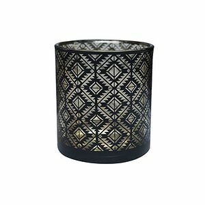 Tealight Holder Diamond D7 H8cm Black/Gold