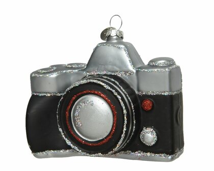 Kerstbal camera zwart L4.9-W10-H9.3cm