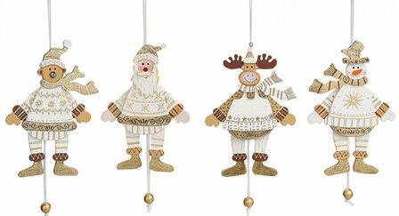 hanger voor kerstboom kerstman, rendier, marionet.