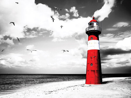 CANVAS  Vuurtoren op het strand.