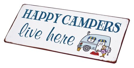 Tekstbord caravan, camper Happy campers live here