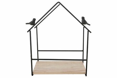 DECOREK HOUSE 2 BIRDS ZWART H28,5CM