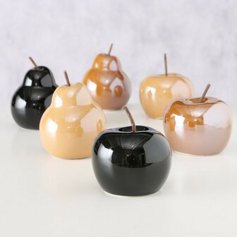 &nbsp;appel of peer- H14cm- verkrijgbaar in bruin, zwart of donkergeel  &nbsp;Peer voor decoratie in uw woning, op de venst