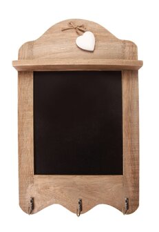 &nbsp;Krijtbord met haken, landelijke stijl  Mooie krijtbord met 3 haken en een hartje van hout.