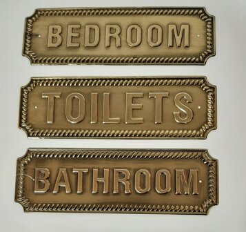 Tekstbordjes Bedroom, Toilets en Bathroom van LaFinesse /&nbsp; 35,5 x 11,5 x 0,5 cm