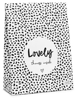 Cadeauzakje wit met tekst Lovely things inside, ZOEDT