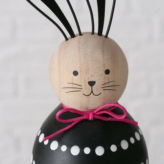Happy Bunny&nbsp;zwart/wit/roze 2 stuks- H13,5 en H15cm