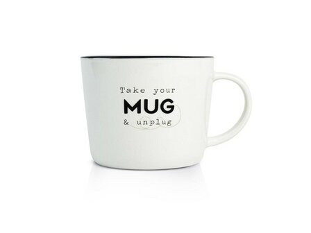 MOK zwart wit Take your mug and unplug