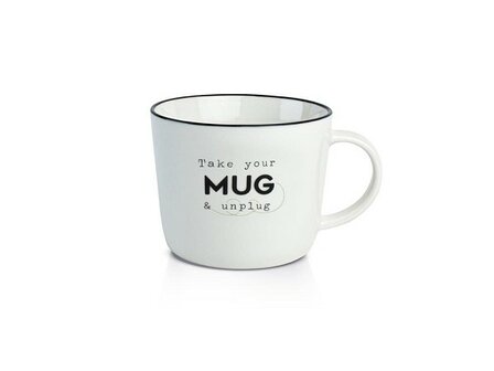 Mok dutch rose zwart wit;Take your mug and unplug
