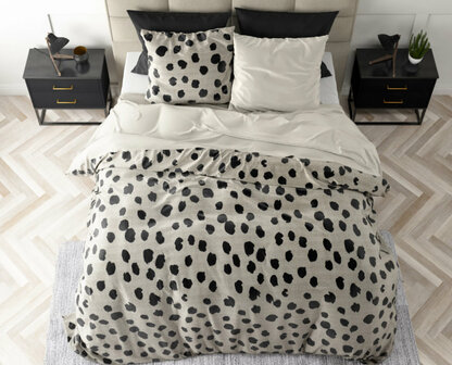 Dekbedovertek Cream met Zwarte dots