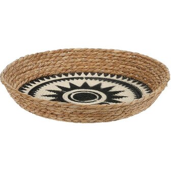 Mand riet naturel met zwart dia 37cm Hoogte 6cm