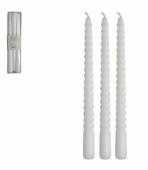 WITTE GEDRAAIDE KAARS SET3 WIT 25 CM