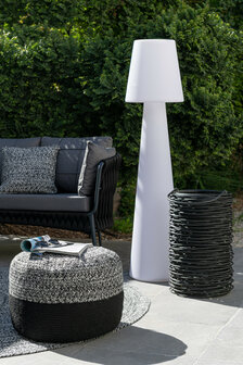 Poef Miami Outdoor Streep Polyester Zwart/Wit