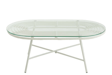 Tafel Laag Ovaal Buiten Metaal/Glas Wit J-Line