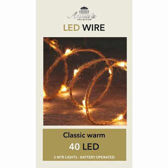 JUTE DRAAD 40LED/2M CLASSIC - WERKT OP 2XAA