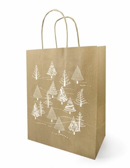 Cadeautas Kerst kerstboom wit 18 x 8 x 22 cm