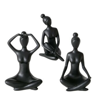  Yoga beeld vrouw zwart  L6cm x B5cm x H10cm