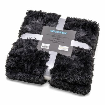 Plaid-dekens-Snow 150x200cm zwart hoog polig 