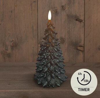 KERSTBOOM KAARS 3D LONT ZWART 20CM MET TIMER