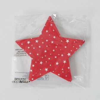 Kerstservetten Stara in stervorm rood wit 12 stuks 15x15cm