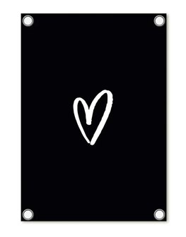 Tuinposter zwart met hartje | 60x80cm