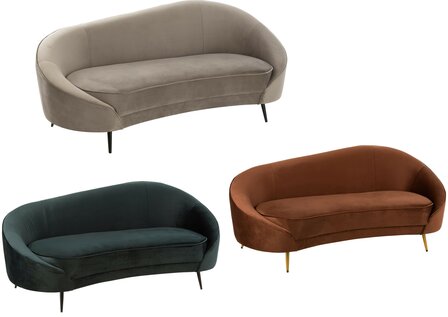 J-Line Sofa Elisabeth Textiel/Metaal Bruin