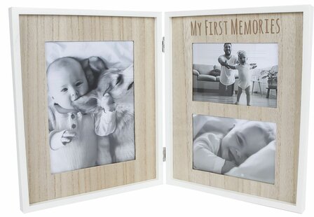 Fotolijst &quot;My First Memories&quot; wit/naturel hout&nbsp;47x28x30cm