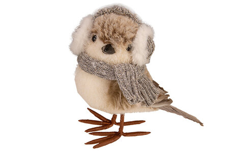 vogels winter met muts en sjaal