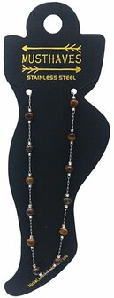 Enkelbandje - Kralen -Tiger Eye