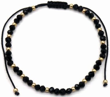 Enkelbandje - Kralen Glassbeads Black