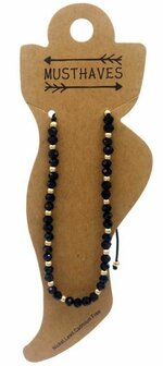 Enkelbandje - Kralen Glassbeads Black