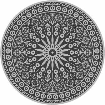 BUITENTAPIJT GRIJS-WIT&nbsp;ROND170 X&nbsp;0,3 CM.