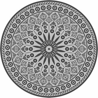 BUITENTAPIJT GRIJS-WIT&nbsp;ROND170 X&nbsp;0,3 CM.