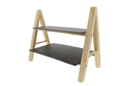 ETAGERE 2 LAGEN LEISTEEN -DENNENHOUT STANDER - 32X27X18CM&nbsp;