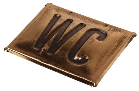 Tekstbordje met tekst WC metaal in brons-look
