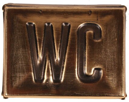 Tekstbordje WC metaal in brons-look