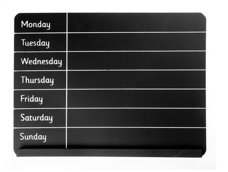 Krijtbord weekplanner met dagen van de week 