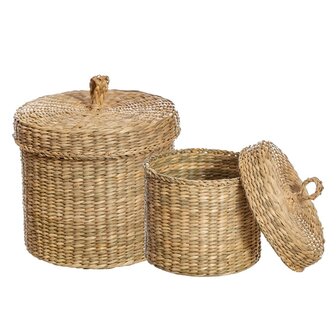 Manden set 2 Zeegras met deksel
