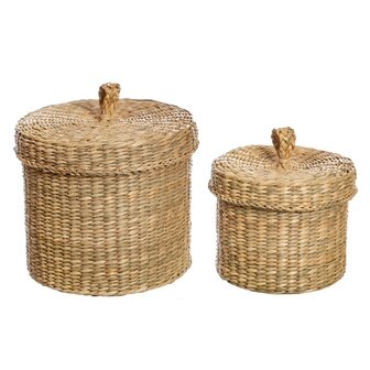 Manden set 2 Zeegras met deksel
