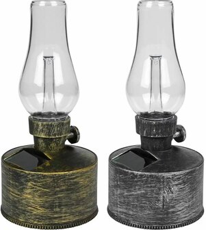 LED olielamp solar met flame effect 10x10x21cm 2 assortie