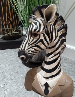 ZEBRA BUSTE BRUIN 18X27XH39CM POLYRESIN decoratie