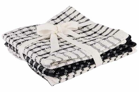 VAATDOEK BLACK CHAMBRAY SET3 30X30CM