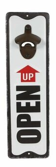Bieropener zwart/wit metaal 10,5x36x3,5cm
