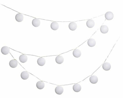 COTTON BALL LIGHTS BUITEN LICHTSLINGER -BLANCO