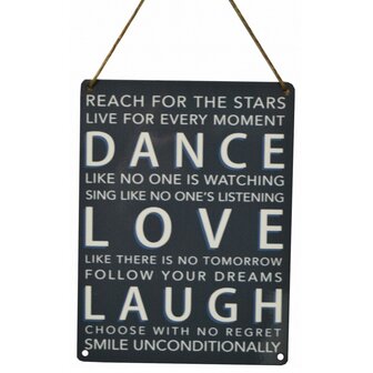 Tekstbord Dance-Love-Laugh